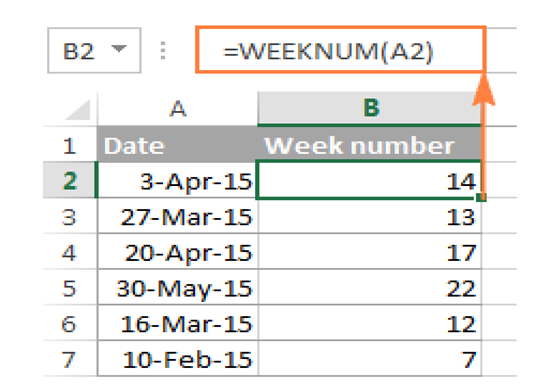 week number formula excel